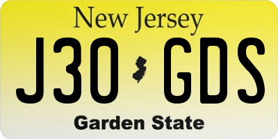 NJ license plate J30GDS