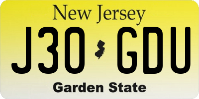 NJ license plate J30GDU