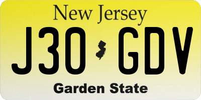 NJ license plate J30GDV