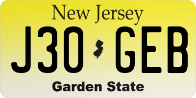 NJ license plate J30GEB