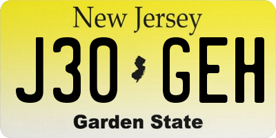 NJ license plate J30GEH