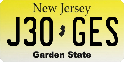 NJ license plate J30GES