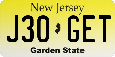NJ license plate J30GET