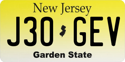 NJ license plate J30GEV