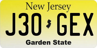 NJ license plate J30GEX