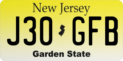 NJ license plate J30GFB