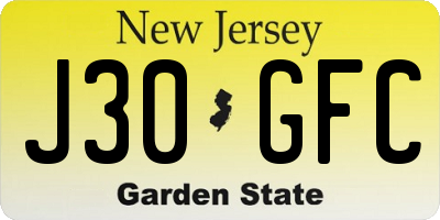 NJ license plate J30GFC