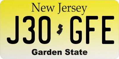 NJ license plate J30GFE