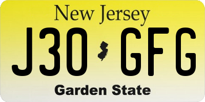 NJ license plate J30GFG