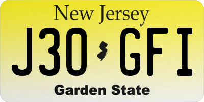 NJ license plate J30GFI