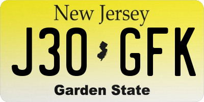 NJ license plate J30GFK