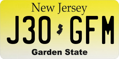 NJ license plate J30GFM