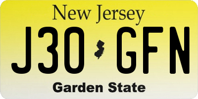 NJ license plate J30GFN