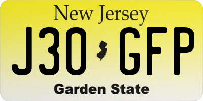 NJ license plate J30GFP