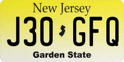 NJ license plate J30GFQ