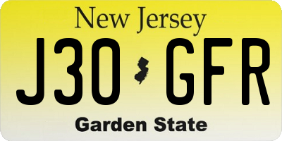 NJ license plate J30GFR