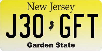 NJ license plate J30GFT