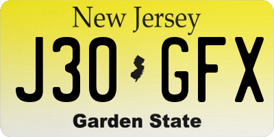 NJ license plate J30GFX