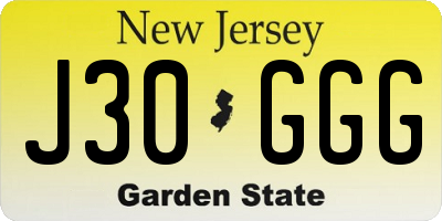 NJ license plate J30GGG