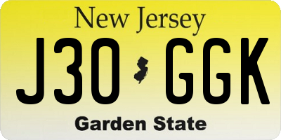 NJ license plate J30GGK