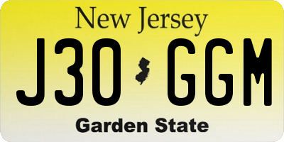 NJ license plate J30GGM