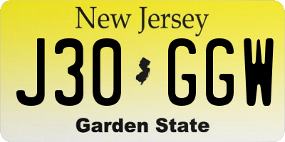 NJ license plate J30GGW