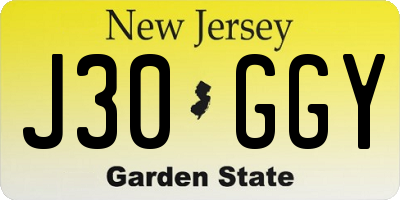 NJ license plate J30GGY