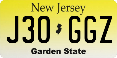 NJ license plate J30GGZ