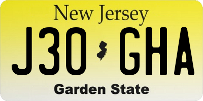NJ license plate J30GHA