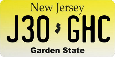 NJ license plate J30GHC