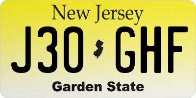 NJ license plate J30GHF