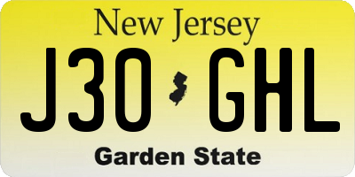 NJ license plate J30GHL