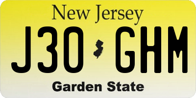NJ license plate J30GHM