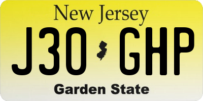NJ license plate J30GHP