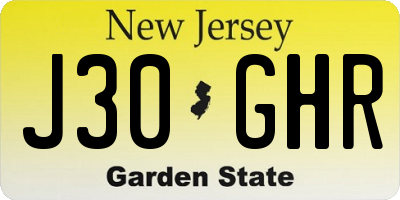 NJ license plate J30GHR