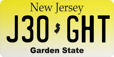 NJ license plate J30GHT