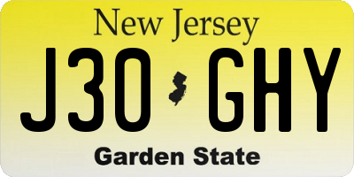NJ license plate J30GHY