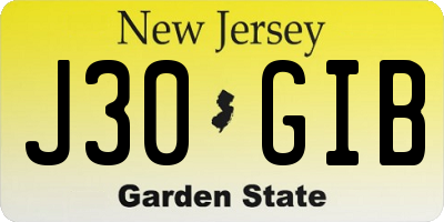 NJ license plate J30GIB