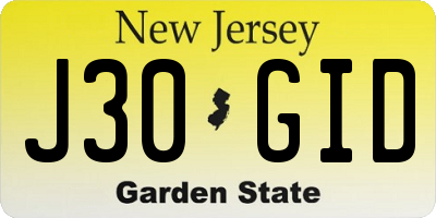 NJ license plate J30GID
