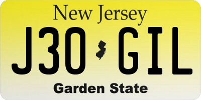 NJ license plate J30GIL