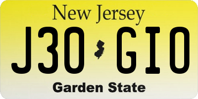 NJ license plate J30GIO