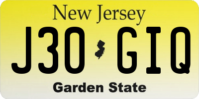NJ license plate J30GIQ