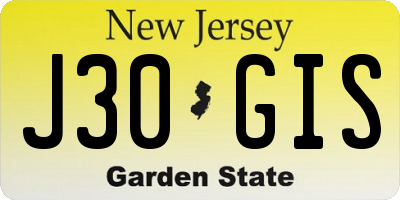 NJ license plate J30GIS