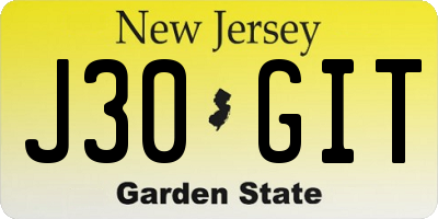 NJ license plate J30GIT