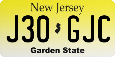 NJ license plate J30GJC