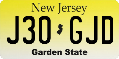 NJ license plate J30GJD