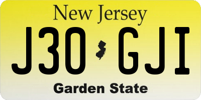NJ license plate J30GJI