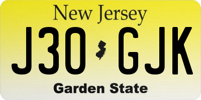 NJ license plate J30GJK