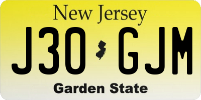 NJ license plate J30GJM