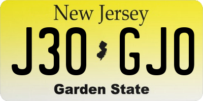 NJ license plate J30GJO